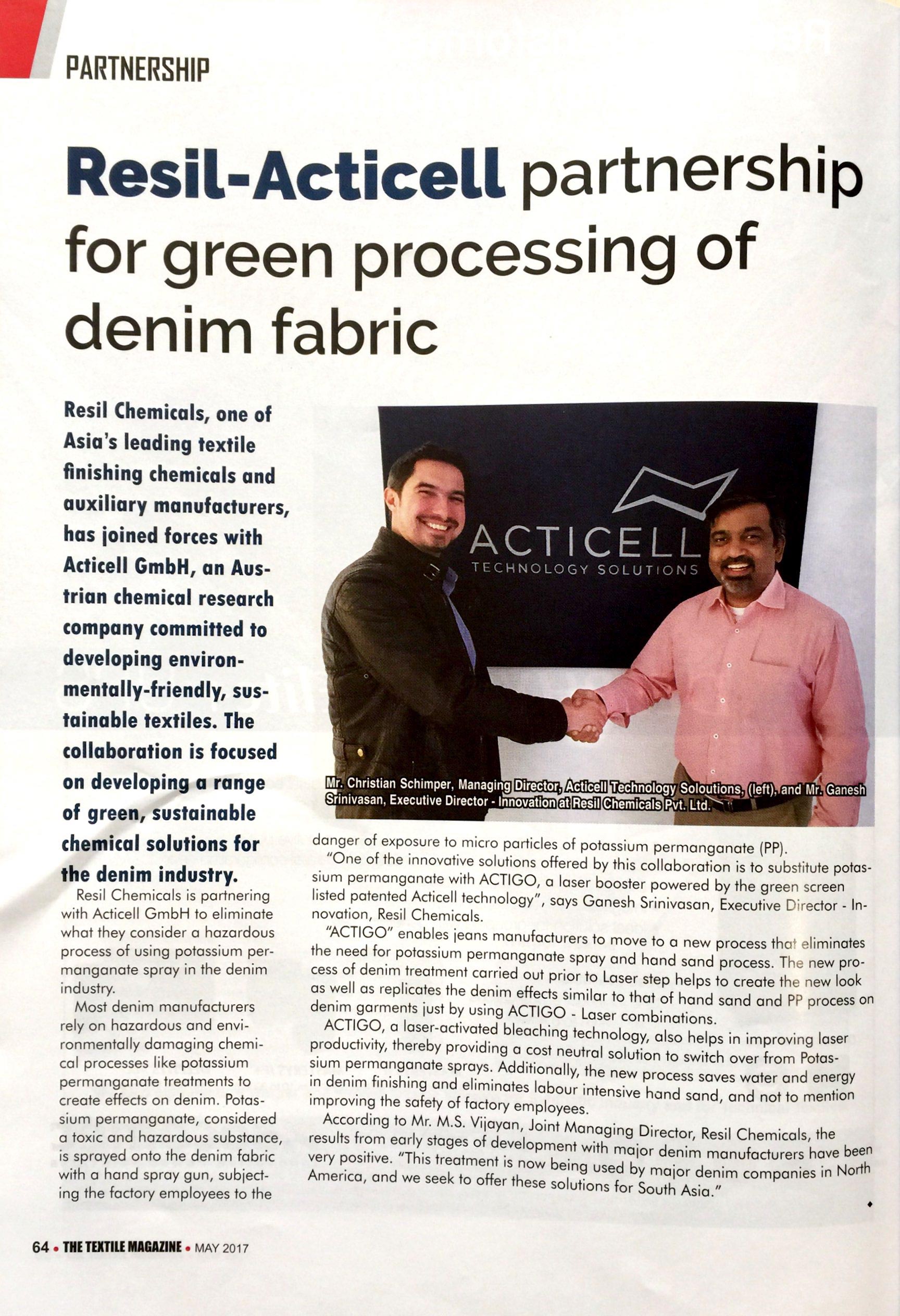 2017-Resil-Acticell Partnership for Green processing of denim fabric